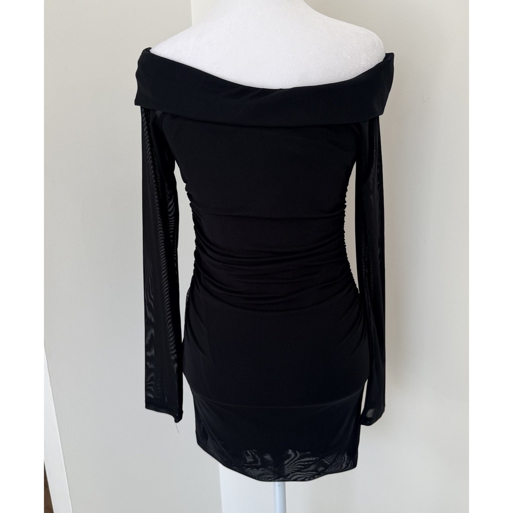 Witchy Sheer Mesh Off Shoulder Mini Dress Womens Size M Whimsigoth Dark fairy - Picture 6 of 12